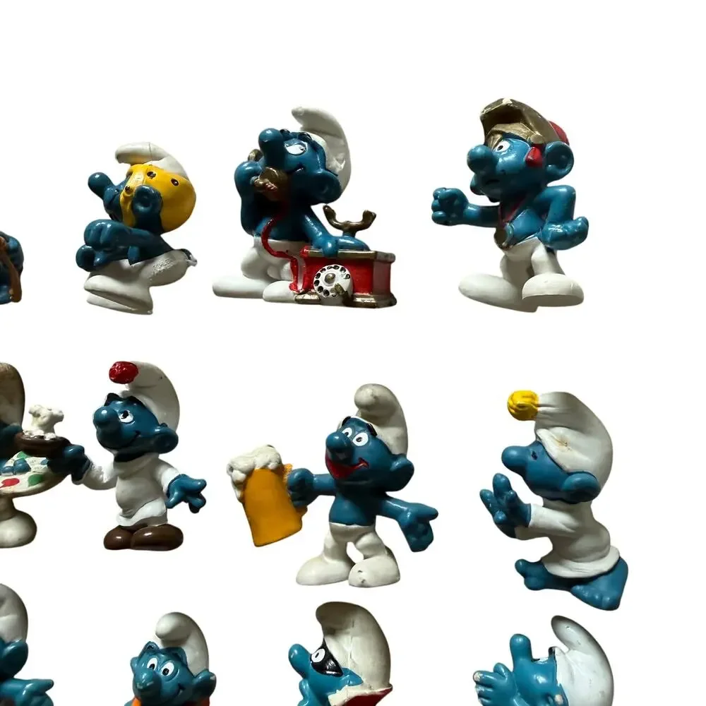 Vintage Smurf Action Figure Lot 1980s Mixed Characters Collection PVC Figures